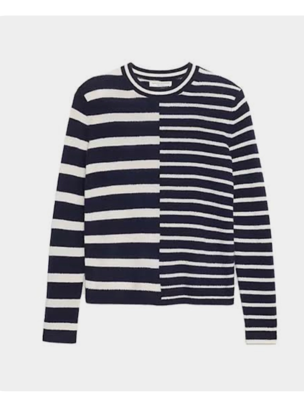 Banana Republic Navy and Cream Striped Cashmere Crewneck Sweater Sz Medium 
NWT